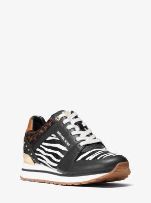 Billie Animal Print Calf Hair and Leather Trainer 